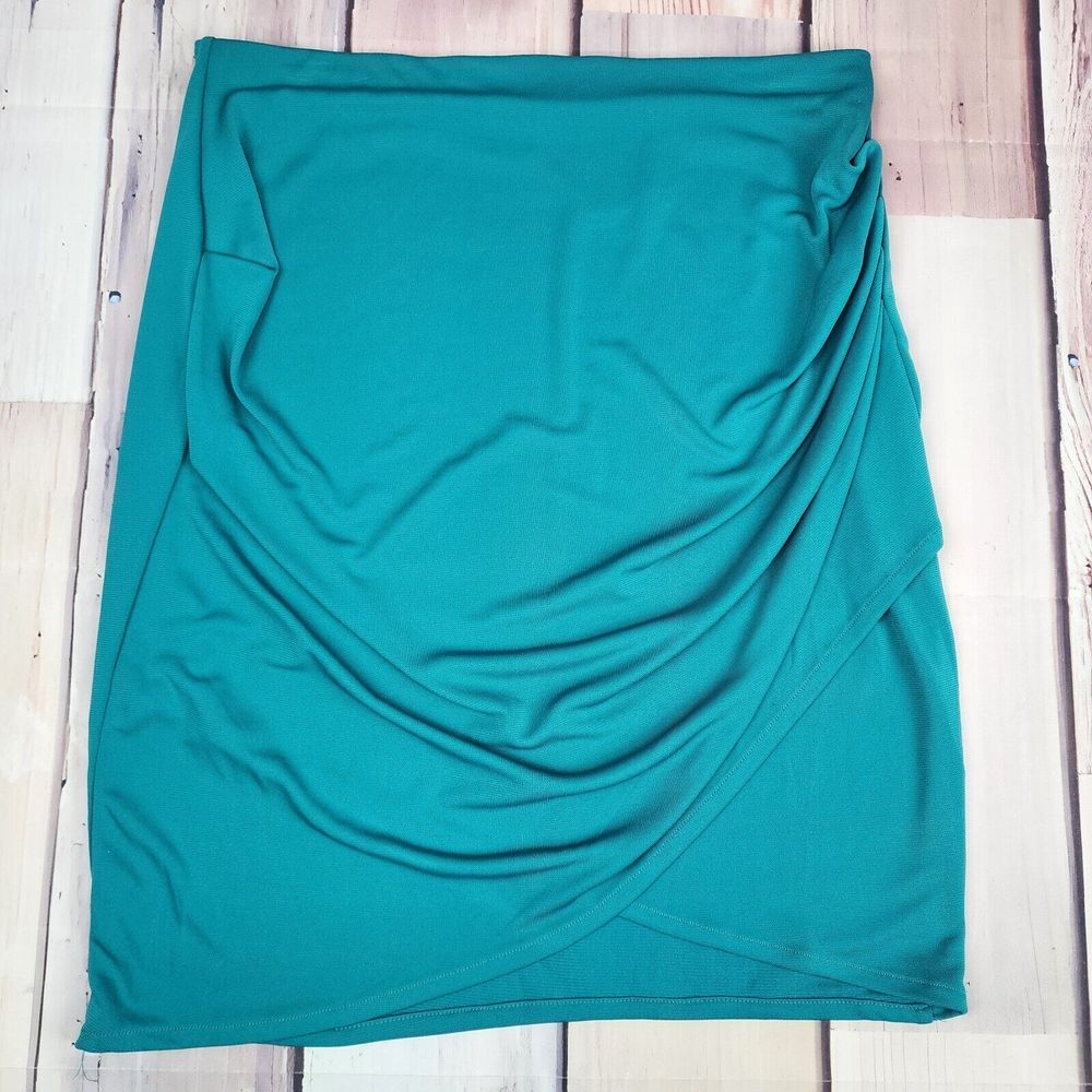 H & M Hm Cross Over Skirt Size Medium Stretch Teal Nice 31"+ Waist 21" Long